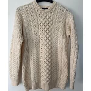 Banin Aran Woollen Mills Sweater  Cable Knit Fisherman Merino Wool Sweater XL